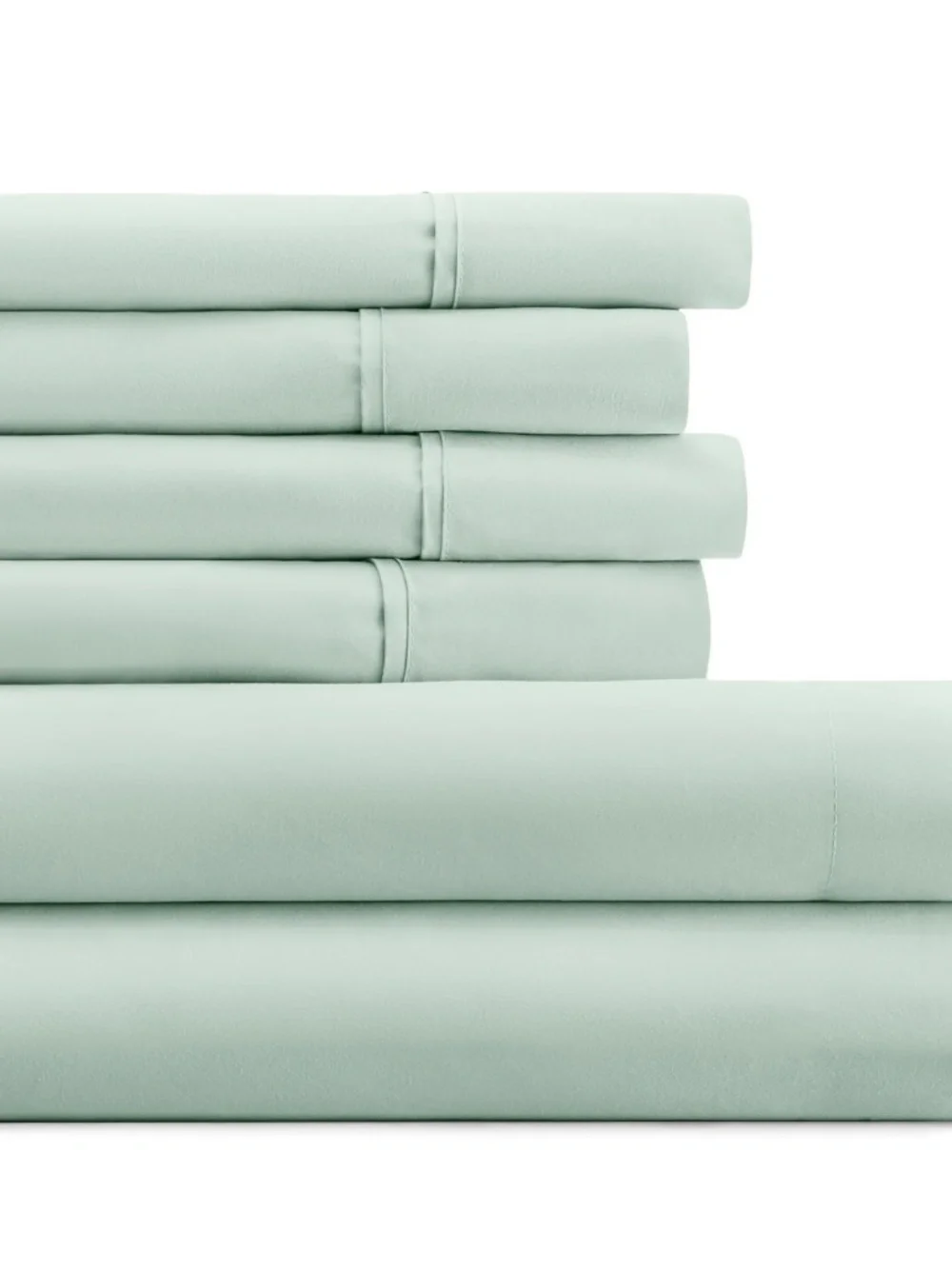 Queen, Mint Solid Microfiber 6 Piece Bed Sheet Set, by Noble Linens